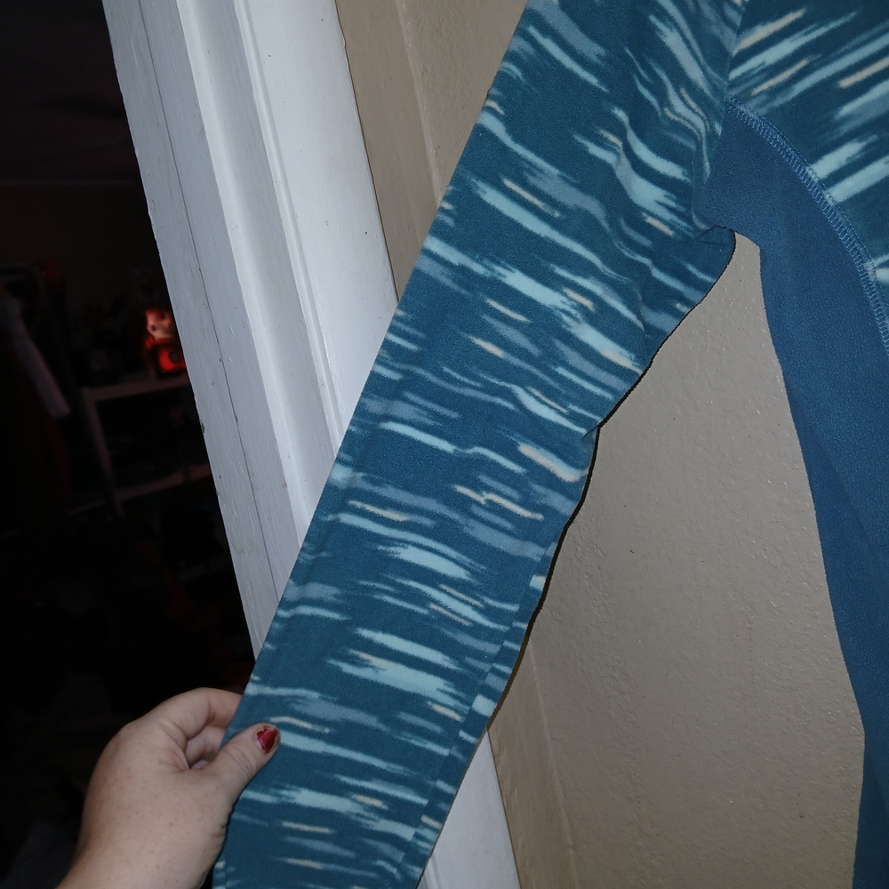 Blue Patterned Quarter-Zip Pullover - image 3